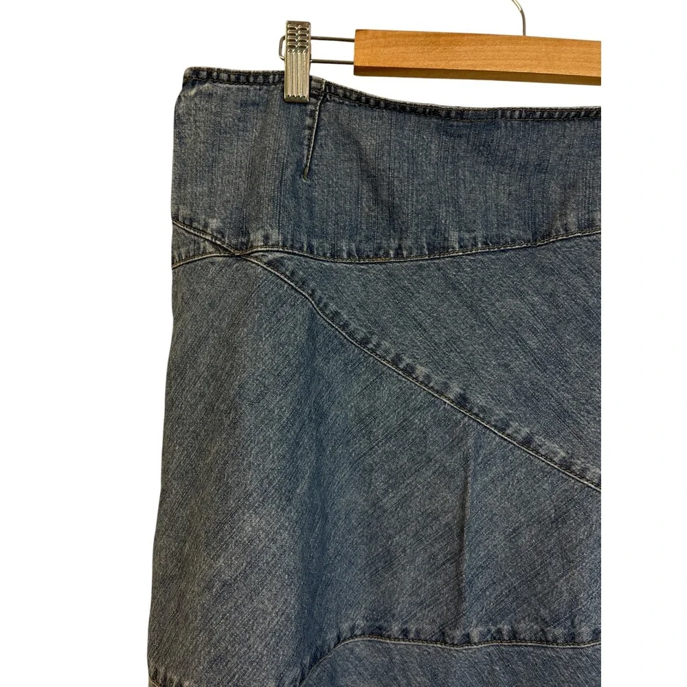 GAP Denim Skirt Sz12 Blue Ruffle Midi Y2K Boho Cowgirl Cottage Country Western